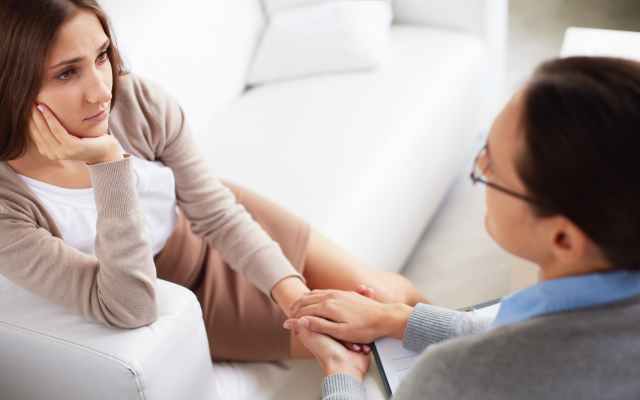 typical therapy session between a psychologist and her patient