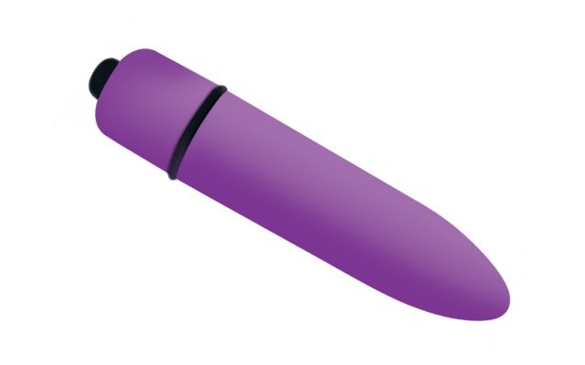 Purple bullet vibrator over white background